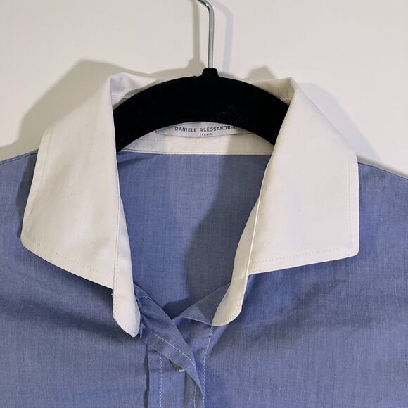 Daniele Alessandrini Shirt Womens 42 Contrast Collar Cuffs Made in Italy Dressy - Picture 12 of 16